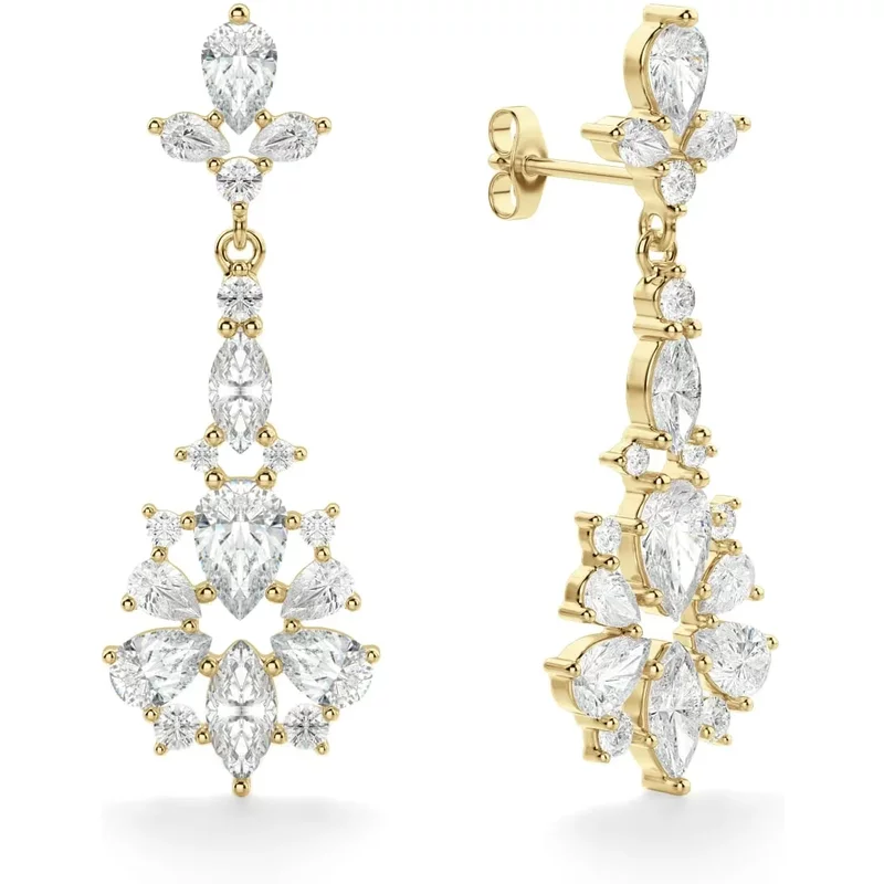 Amaryllis Kolczyki Wiszące 14K Żółte Złoto Laboratoryjny Diament