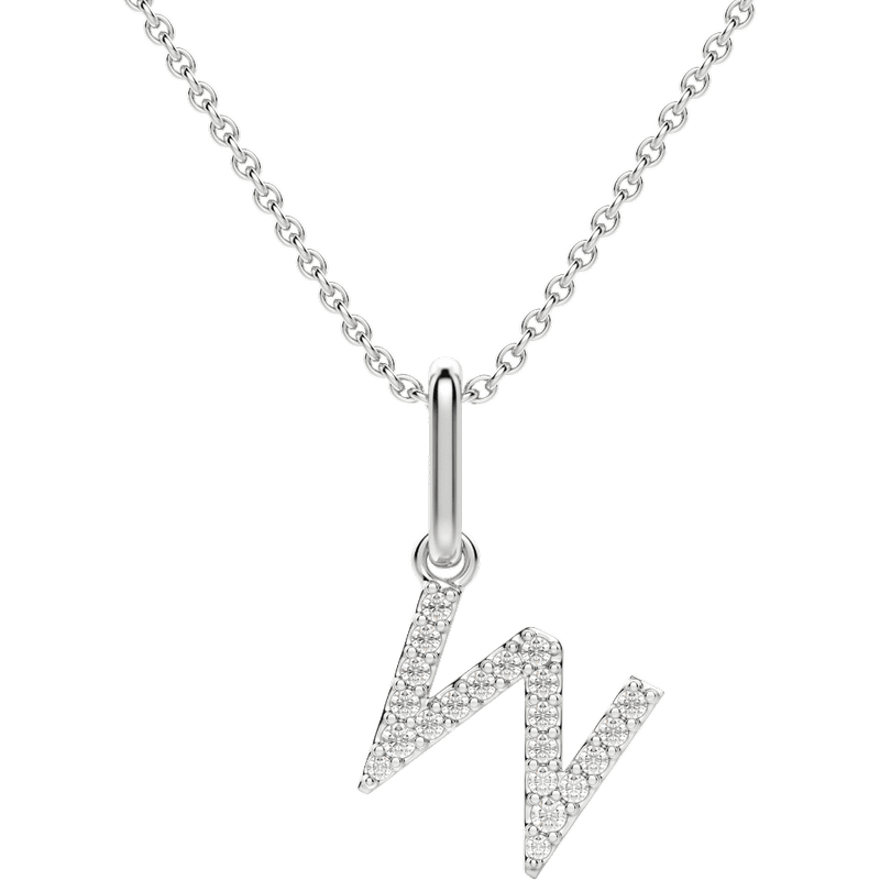 Wisiorek Litera "W" Laboratoryjny Diament 585 Białe Złoto (14K)