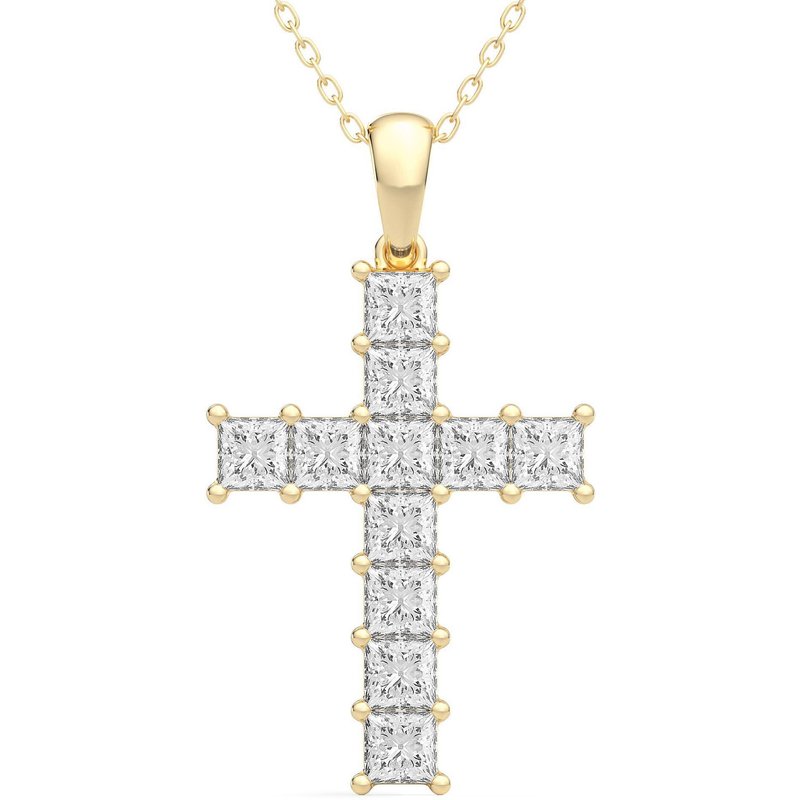 Wisiorek Krzyż 1.50 krt Laboratoryjny Diament 585 Żółte Złoto (14K)