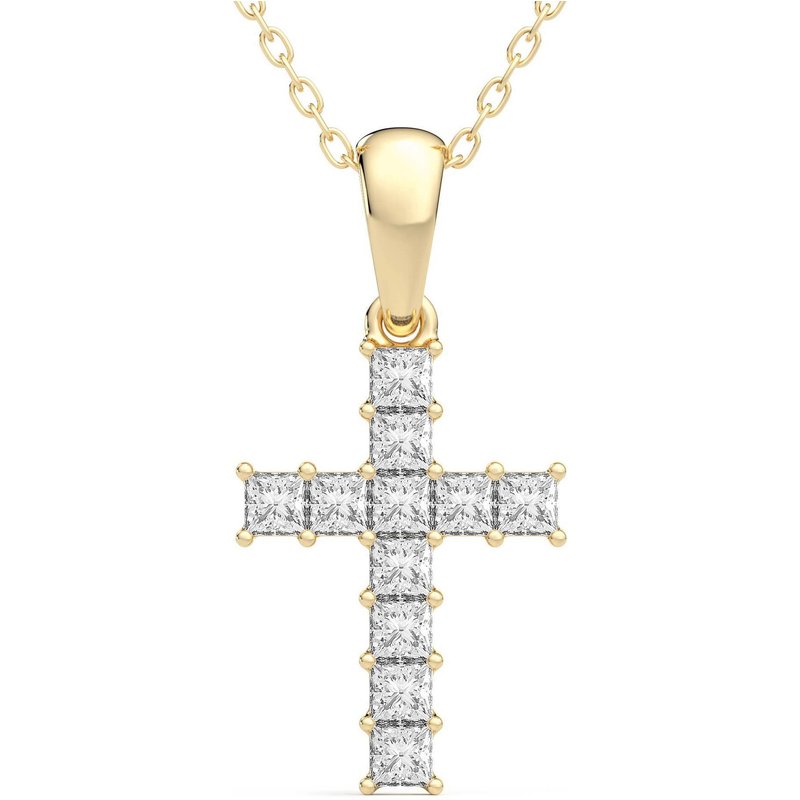 Wisiorek Krzyż 0.33 krt Laboratoryjny Diament 585 Żółte Złoto (14K)
