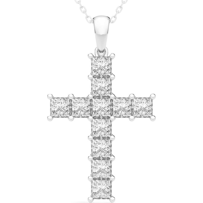 Wisiorek Krzyż 2.00 krt Laboratoryjny Diament 585 Białe Złoto (14K)