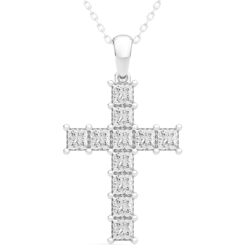 Wisiorek Krzyż 1.50 krt Laboratoryjny Diament 585 Białe Złoto (14K)