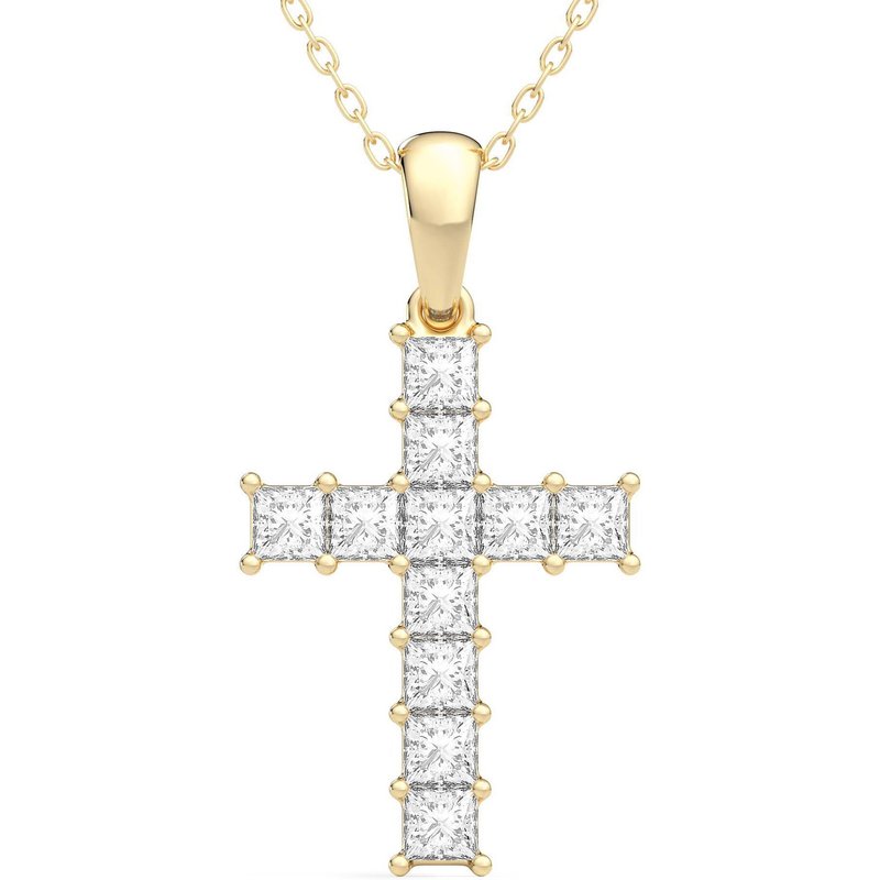 Wisiorek Krzyż 1.00 krt Laboratoryjny Diament 585 Żółte Złoto (14K)