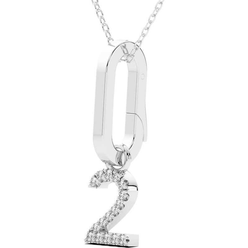 Wisiorek Numer "2" Laboratoryjny Diament 585 Białe Złoto (14K)