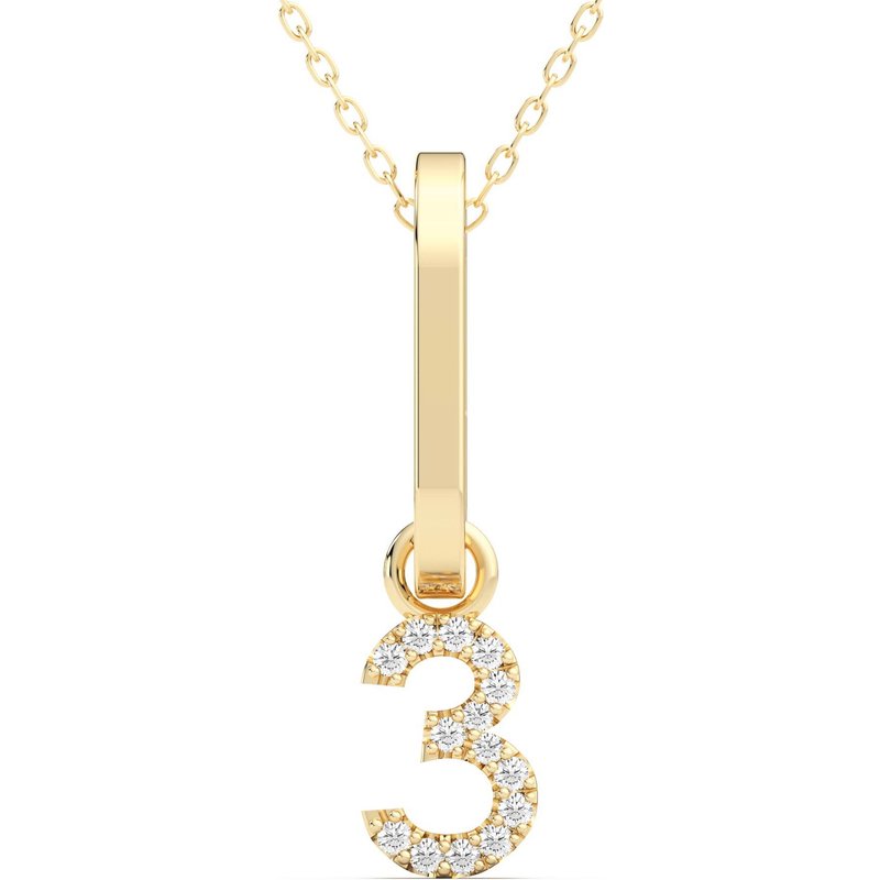 Wisiorek Numer "3" Laboratoryjny Diament 585 Żółte Złoto (14K)