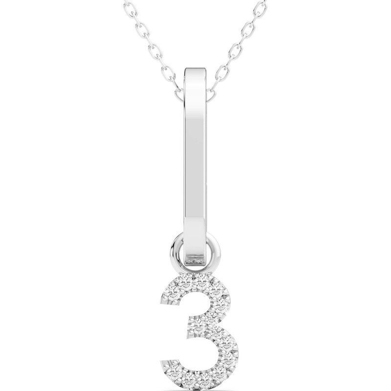 Wisiorek Numer "3" Laboratoryjny Diament 585 Białe Złoto (14K)