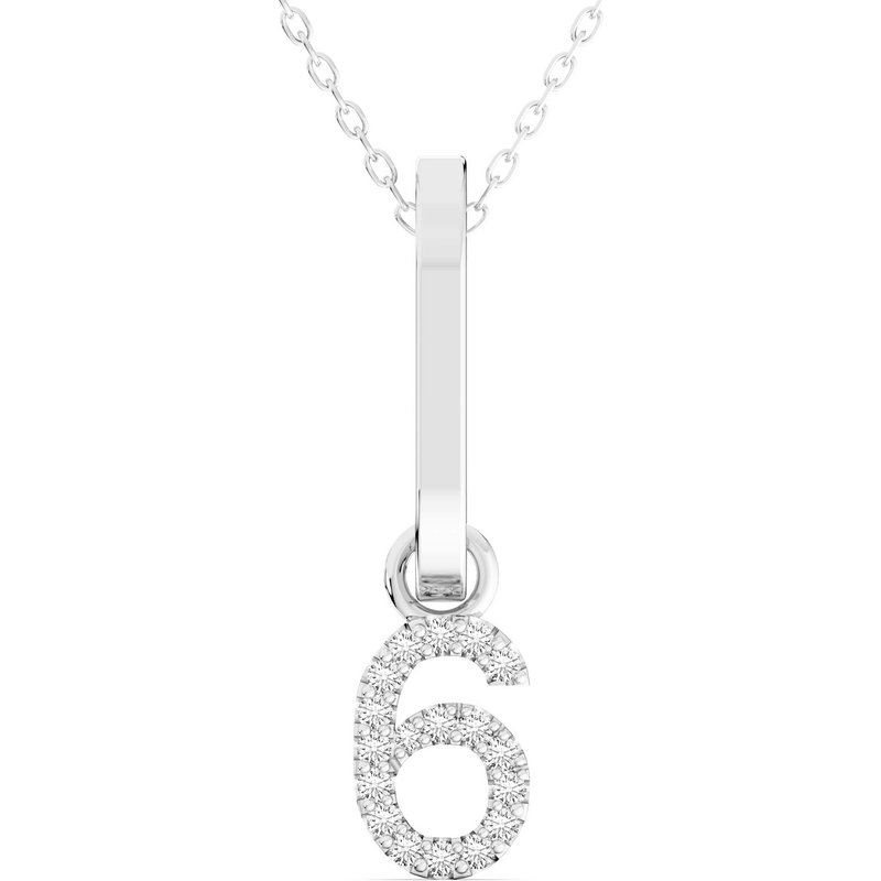 Wisiorek Numer "6" Laboratoryjny Diament 585 Białe Złoto (14K)