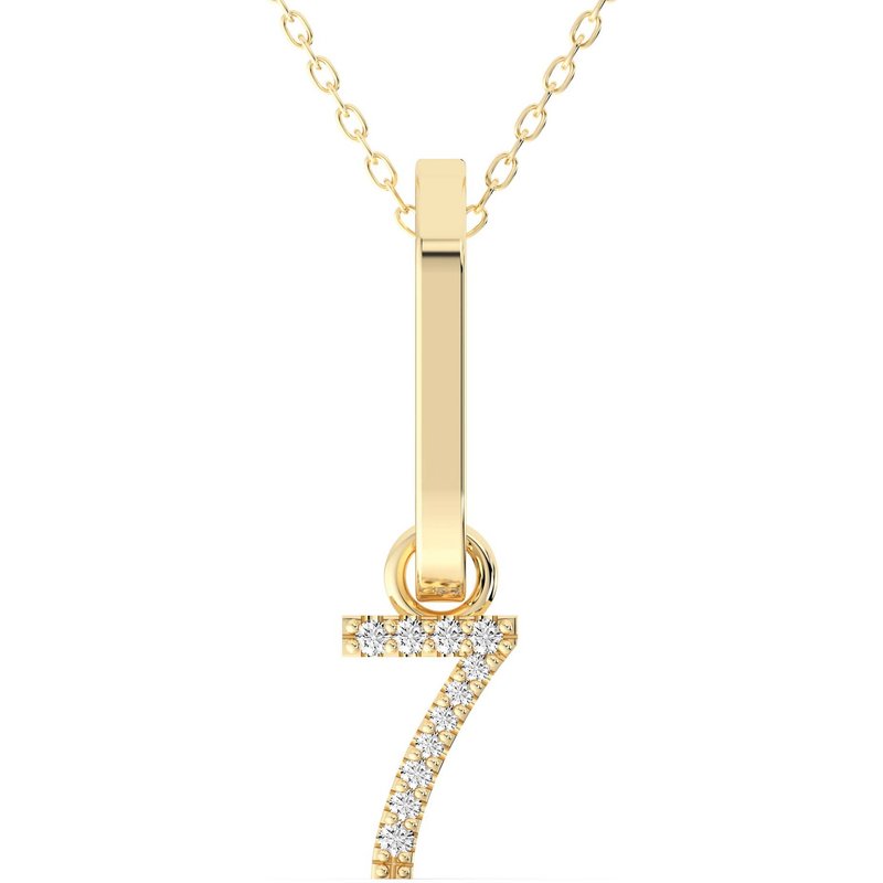 Wisiorek Numer "7" Laboratoryjny Diament 585 Żółte Złoto (14K)