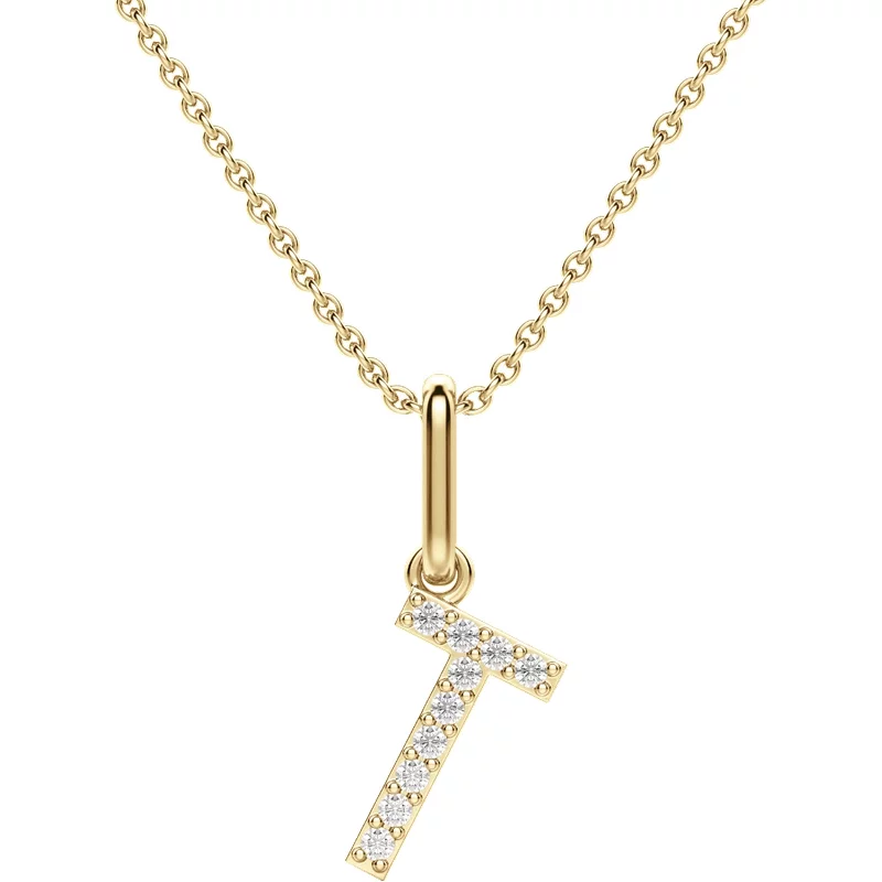 Wisiorek Litera "T" Laboratoryjny Diament 585 Żółte Złoto (14K)