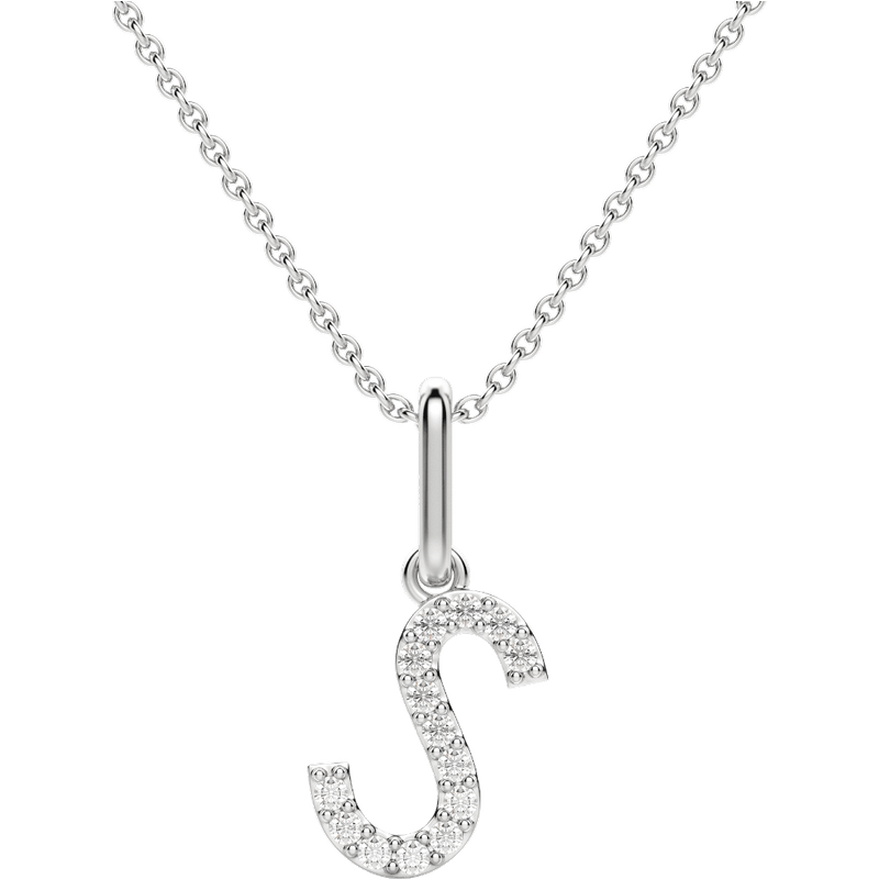 Wisiorek Litera "S" Laboratoryjny Diament 585 Białe Złoto (14K)
