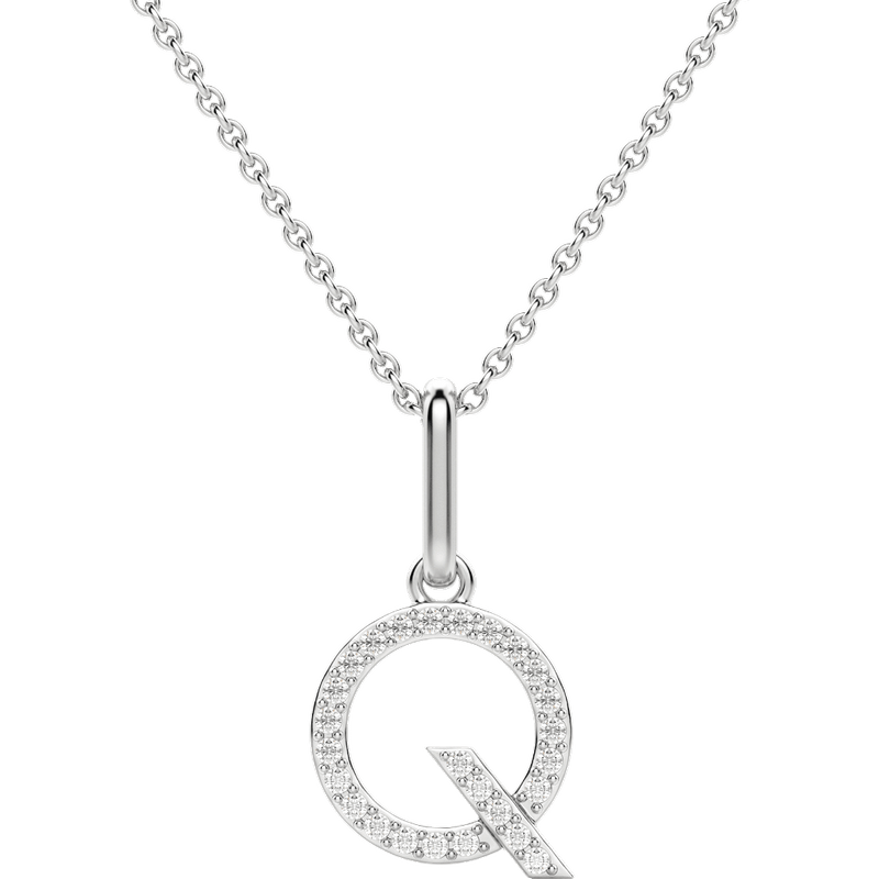 Wisiorek Litera "Q" Laboratoryjny Diament 585 Białe Złoto (14K)