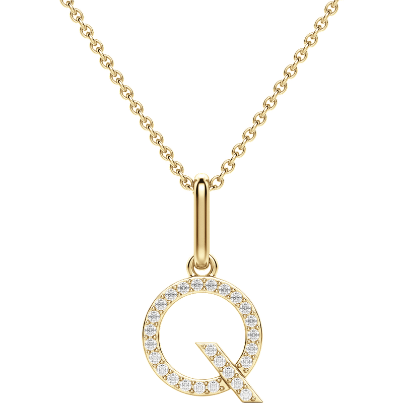 Wisiorek Litera "Q" Laboratoryjny Diament 585 Żółte Złoto (14K)