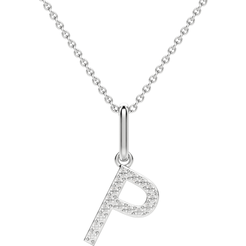 Wisiorek Litera "P" Laboratoryjny Diament 585 Białe Złoto (14K)