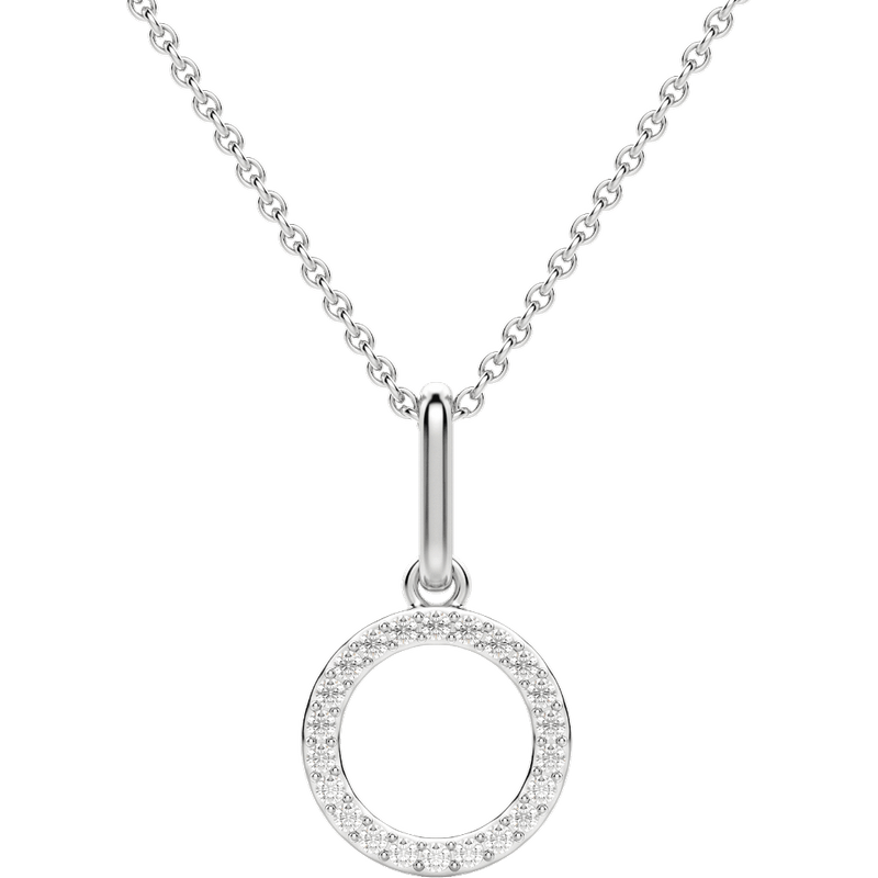 Wisiorek Litera "O" Laboratoryjny Diament 585 Białe Złoto (14K)