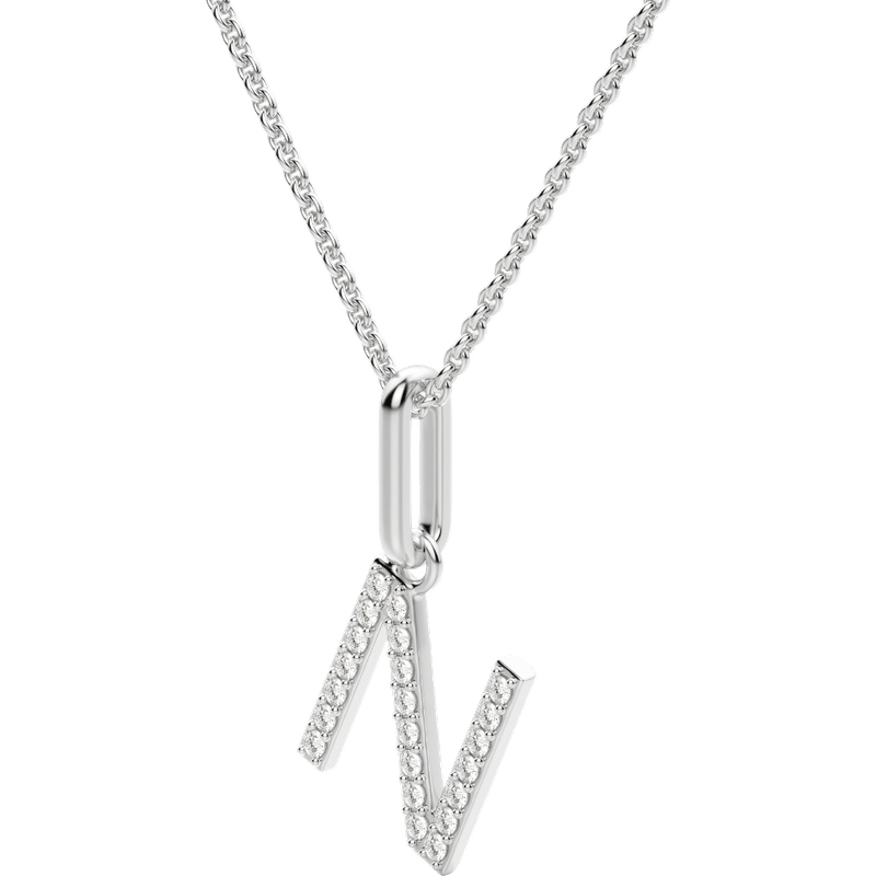 Wisiorek Litera "N" Laboratoryjny Diament 585 Białe Złoto (14K)