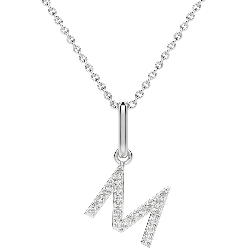 Wisiorek Litera "M" Laboratoryjny Diament 585 Białe Złoto (14K)