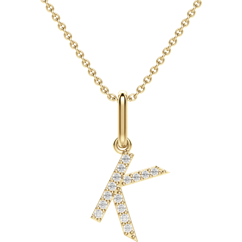 Wisiorek Litera "K" Laboratoryjny Diament 585 Żółte Złoto (14K)