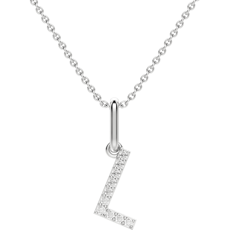 Wisiorek Litera "L" Laboratoryjny Diament 585 Białe Złoto (14K)