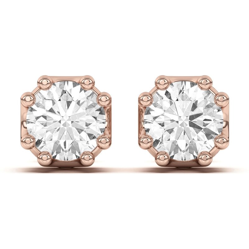 Męskie Kolczyki Sztyfty Vintage 0.26 Karata Diament Laboratoryjny 585 Różowe Złoto (14K)