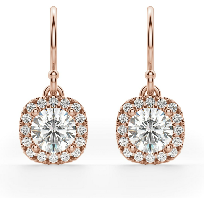 Naples Kolczyki Wiszące 14K Różowe Złoto Laboratoryjny diamant