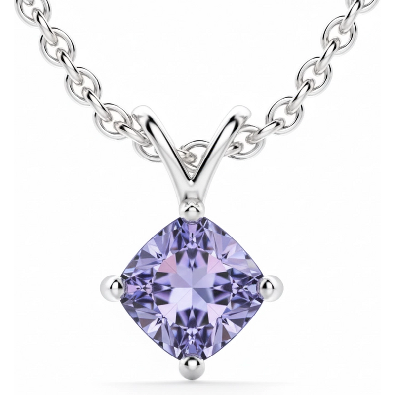Wisiorek z Tanzanitem Poduszkowym 1.25 ct Kite Set 585 Białe Złoto