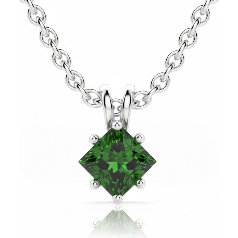 Wisiorek z Turmalinem Księżniczka 0.50 ct Kite Set 585 Białe Złoto