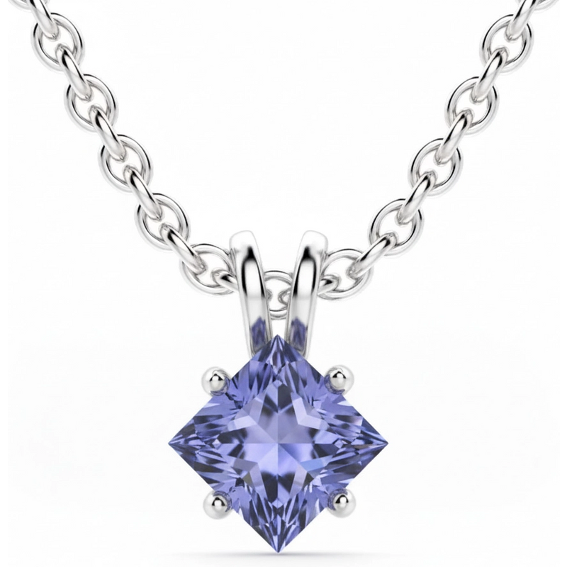Wisiorek z Tanzanitem Księżniczka 2.00 ct Kite Set 585 Białe Złoto
