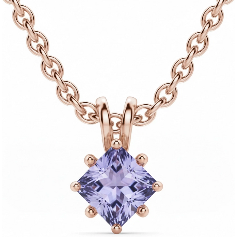 Wisiorek z Tanzanitem Księżniczka 2.00 ct Kite Set 585 Różowe Złoto