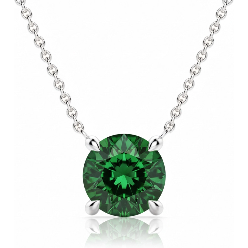Naszyjnik z Turmalinem Okrągłym 1.00 ct Claw Prong 585 Białe Złoto