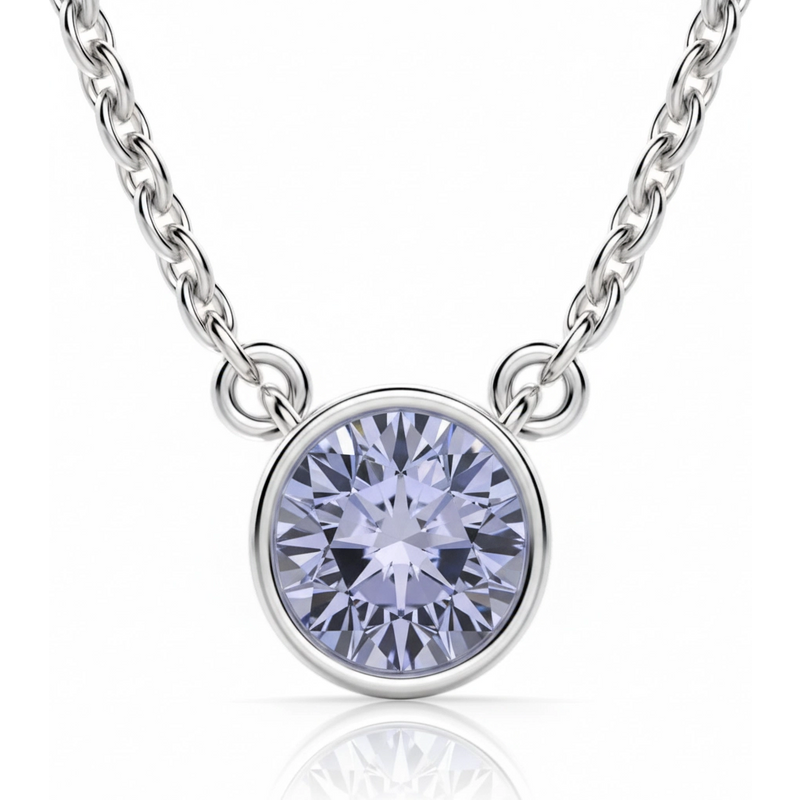 Naszyjnik Marseille z Tanzanitem Okrągłym 1.50 ct 585 Białe Złoto