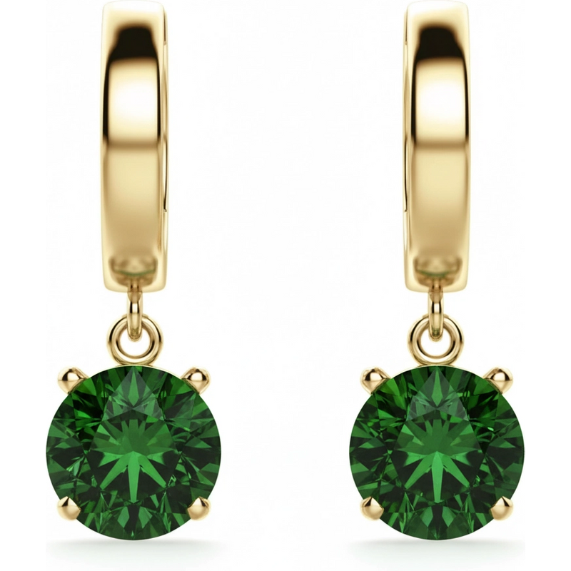 Kolczyki Wiszące z Turmalinem Okrągłym 2.00 ct 585 Żółte Złoto