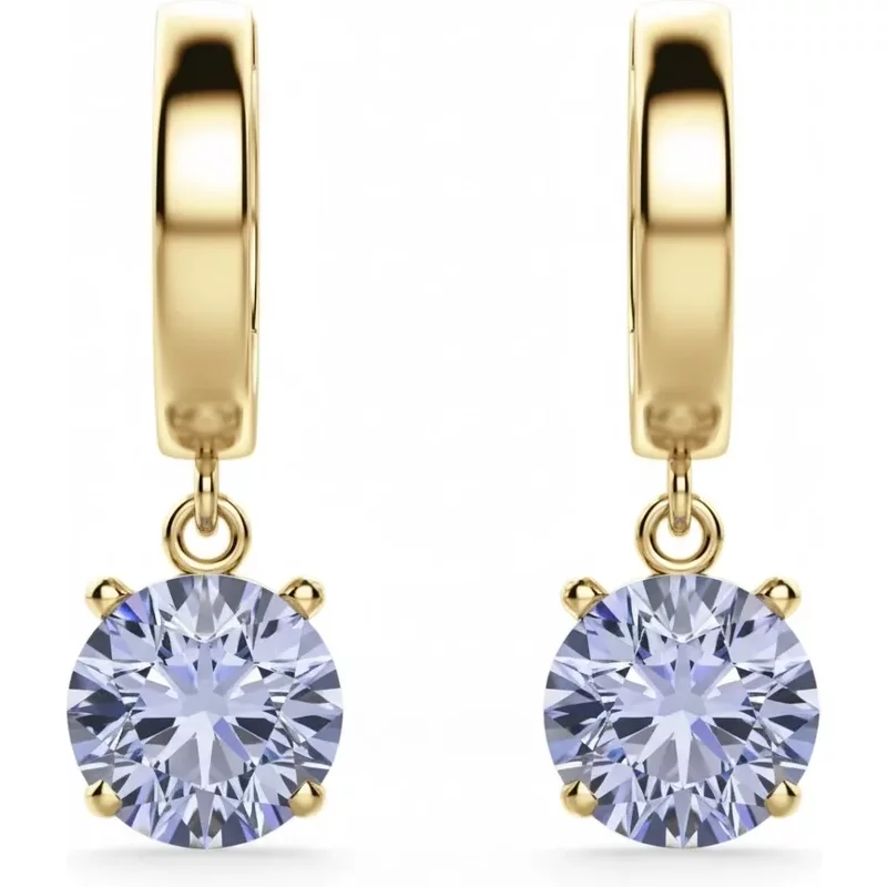 Kolczyki Wiszące z Tanzanitem Okrągłym 2.00 ct 585 Żółte Złoto