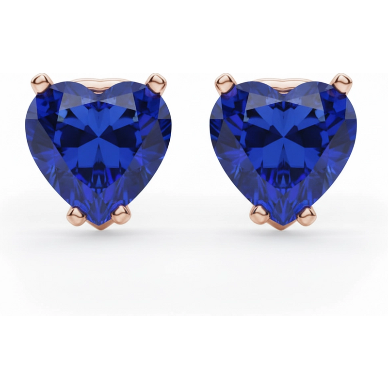 Kolczyki Sztyfty z Szafirem Sercowym 2.00 ct 585 Różowe Złoto