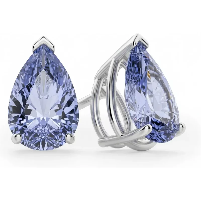 Kolczyki Sztyfty z Tanzanitem Gruszkowym 2.00 ct 585 Białe Złoto
