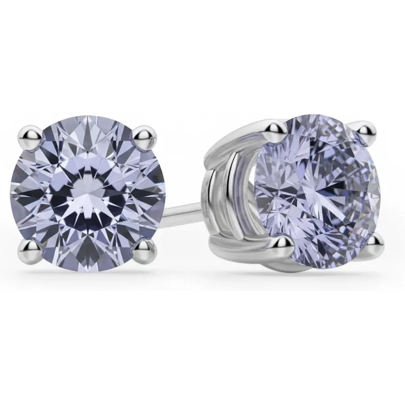 Kolczyki Sztyfty z Tanzanitem Okrągłym 4.00 ct Basket Set 585 Białe Złoto