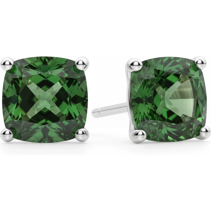 Kolczyki Sztyfty z Turmalinem Poduszkowym 2.50 ct 585 Białe Złoto