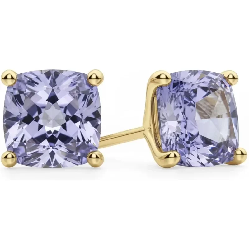 Kolczyki Sztyfty z Tanzanitem Poduszkowym 2.50 ct 585 Żółte Złoto