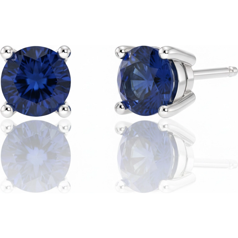 Kolczyki Sztyfty z Szafirem Okrągłym 0.50 ct 585 Białe Złoto