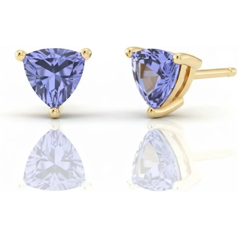 Kolczyki Sztyfty z Tanzanitem Trillion 0.50 ct 585 Żółte Złoto