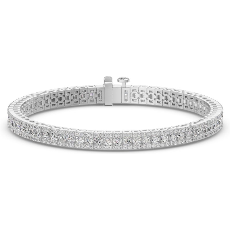 Bransoletka Tenisowa Akcentowana z Okrągłym Szlifem 5.00 Karatów Diament Laboratoryjny 585 Białe Złoto (14K)