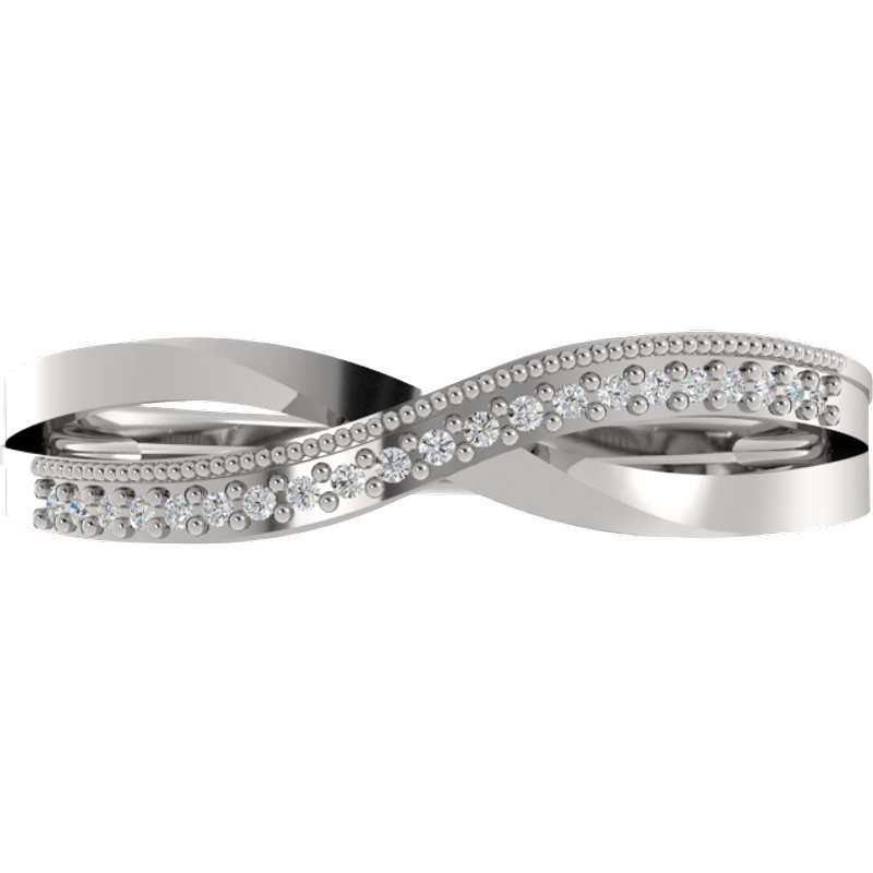 Obrączka Ślubna Gentle Infinity 1.30 MM Diament Naturalny 417 (10K) Białe Złoto