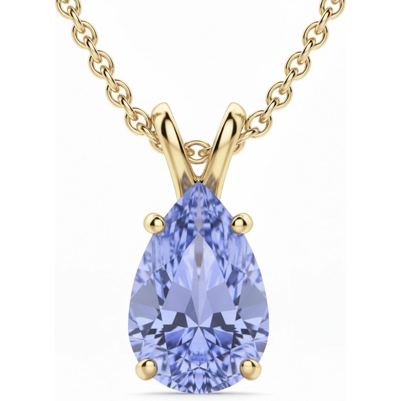 Wisiorek z Tanzanitem Gruszkowym 1.00 ct Basket Set 585 Żółte Złoto