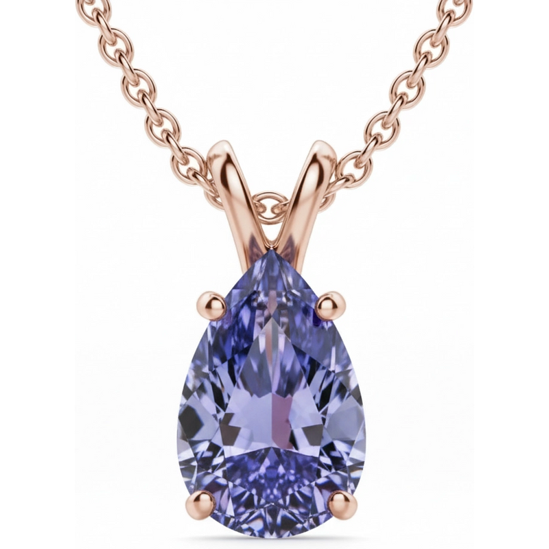 Wisiorek z Tanzanitem Gruszkowym 1.25 ct Basket Set 585 Różowe Złoto