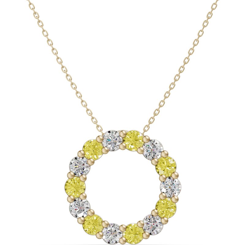Wisiorek Koło Akcentowany z Diamentami 1.12 ct i Cytrynami 585 Żółte Złoto