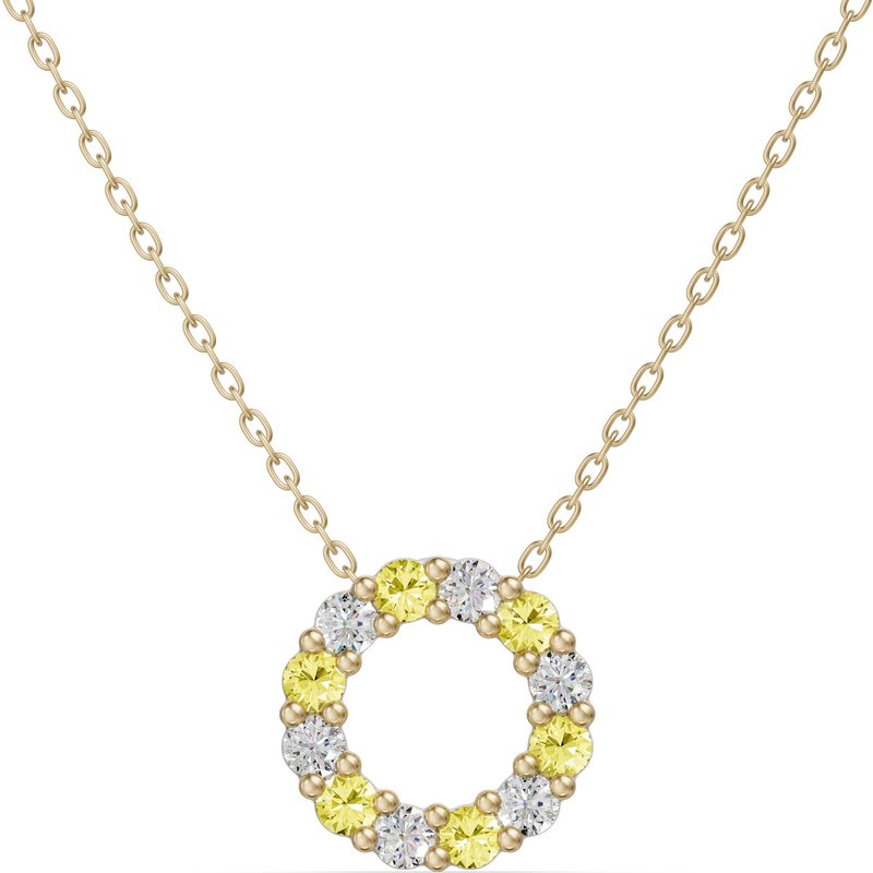 Wisiorek Koło Akcentowany z Diamentami 0.18 ct i Cytrynami 585 Żółte Złoto