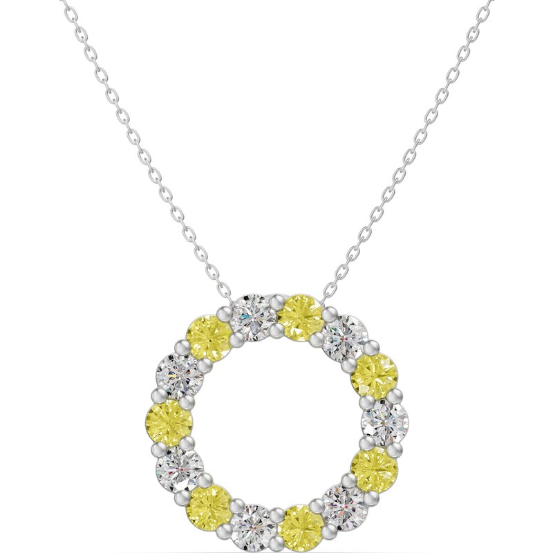 Wisiorek Koło Akcentowany z Diamentami 1.12 ct i Cytrynami 585 Białe Złoto