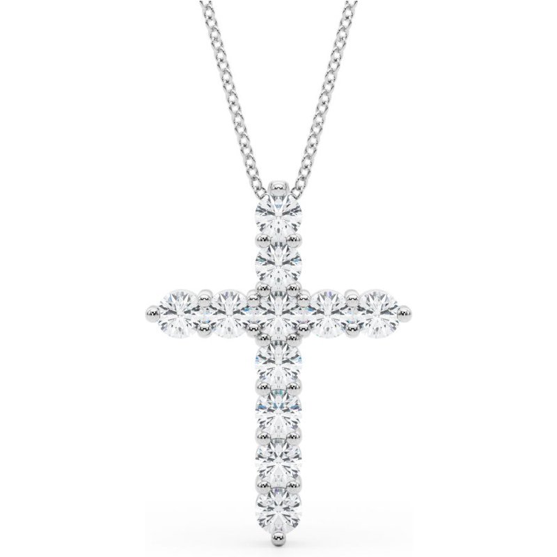 Naszyjnik Diamentowy w Kształcie Krzyża 1.63 krt Diament Laboratoryjny 585 Białe Złoto (14K)