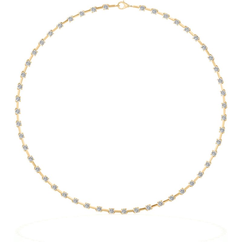 Choker z Rozstawionymi Diamentami o Szlifie Okrągłym Diament Laboratoryjny 585 Żółte Złoto (14K)
