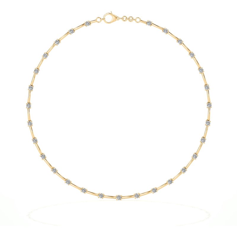 Diamentowy Choker z Okrągłymi, Rozstawionymi Kamieniami Diament Laboratoryjny 585 Żółte Złoto (14K)