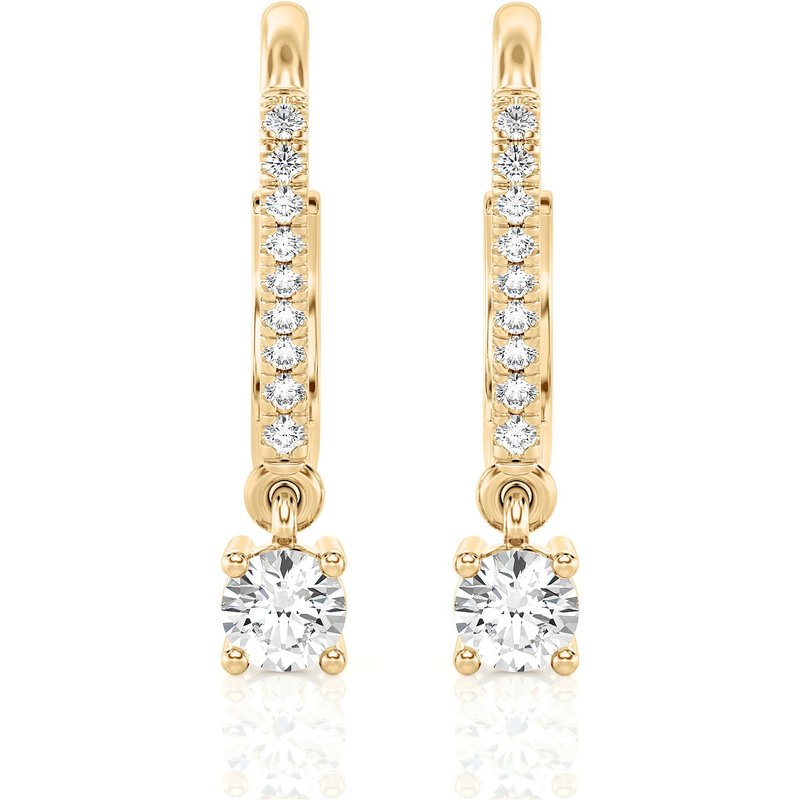 Kolczyki Koła z Okrągłym Diamentem Diament Laboratoryjny 585 Żółte Złoto (14K)